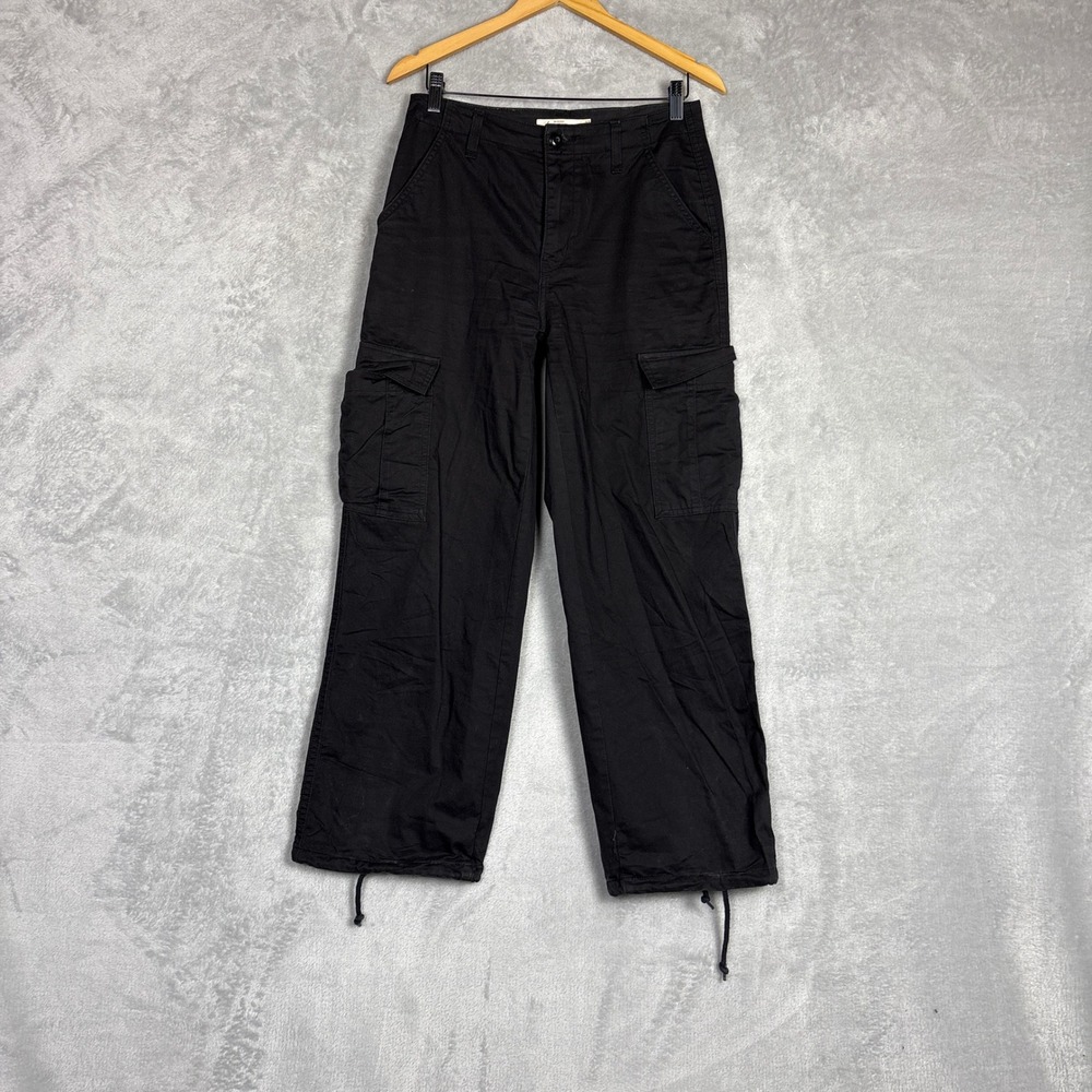 Levis 94 Baggy Cargo Pants Black Wide Leg Utility Trousers A4707-0000 Womens 27